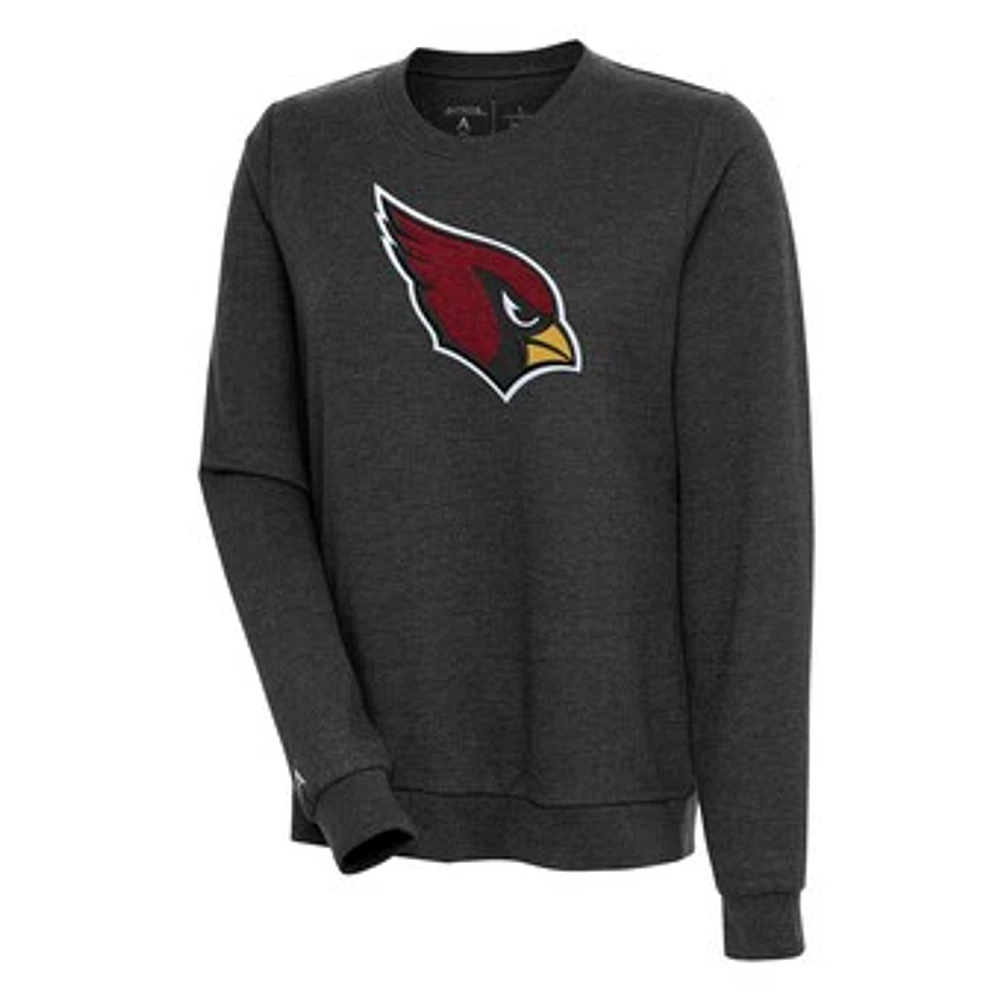 Women's Antigua Heathered Black Arizona Cardinals Action Crewneck Chenille Pullover Sweatshirt