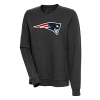 Women's Antigua Heathered New England Patriots Action Crewneck Chenille Pullover Sweatshirt