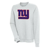 Women's Antigua Heathered Gray New York Giants Action Crewneck Chenille Pullover Sweatshirt