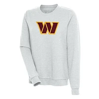 Women's Antigua Heathered Gray Washington Commanders Action Crewneck Chenille Pullover Sweatshirt