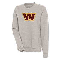 Women's Antigua Oatmeal Washington Commanders Action Crewneck Chenille Pullover Sweatshirt