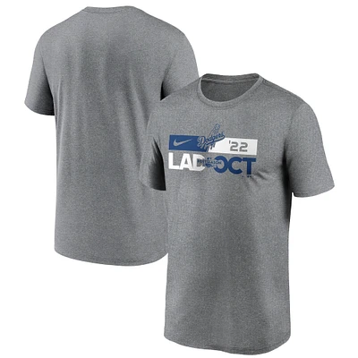 Men's Nike Heathered Charcoal Los Angeles Dodgers 2022 Postseason T-Shirt