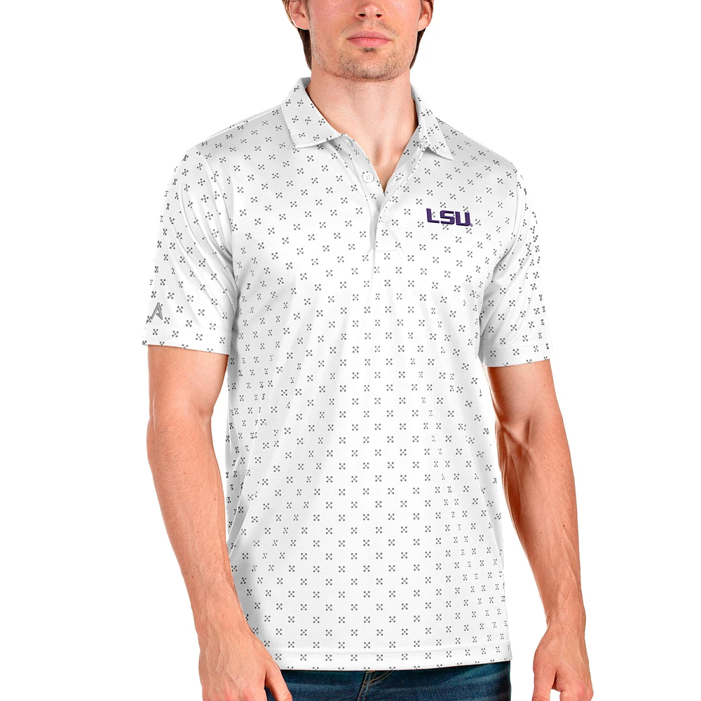 Men's Antigua White/Steel LSU Tigers Spark Polo