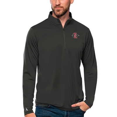 Men's Antigua Charcoal San Diego State Aztecs Tribute Quarter-Zip Top