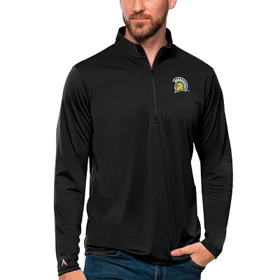 Men's Antigua Black San Jose State Spartans Tribute Quarter-Zip Top