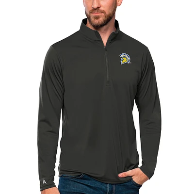 Men's Antigua Charcoal San Jose State Spartans Tribute Quarter-Zip Top