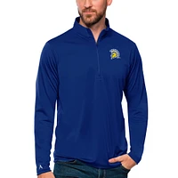 Men's Antigua Royal San Jose State Spartans Tribute Quarter-Zip Top