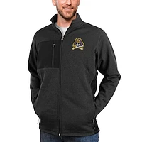 Men's Antigua Heather Black ECU Pirates Course Full-Zip Jacket