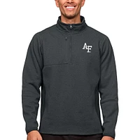 Men's Antigua Heather Charcoal Air Force Falcons Course Quarter-Zip Pullover Top