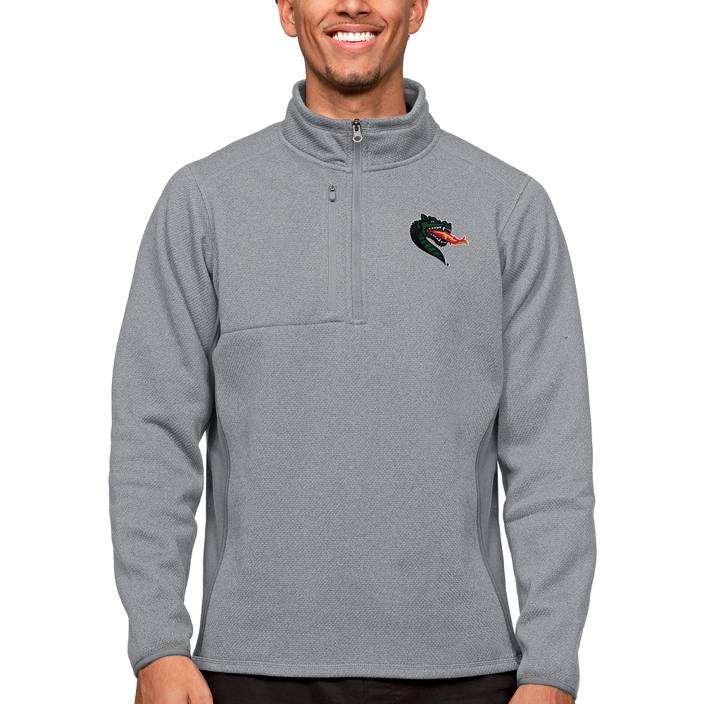 Men's Antigua Heather UAB Blazers Course Quarter-Zip Pullover Top