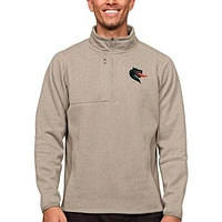 Men's Antigua Oatmeal UAB Blazers Course Quarter-Zip Pullover Top