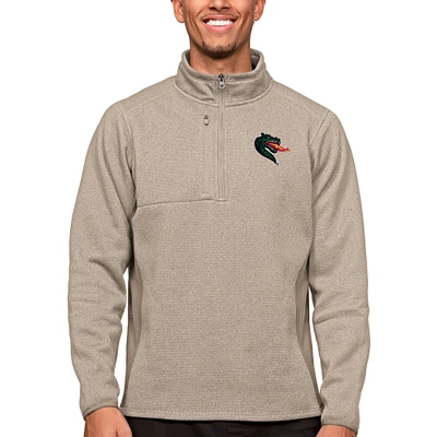Men's Antigua Oatmeal UAB Blazers Course Quarter-Zip Pullover Top