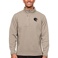 Men's Antigua Oatmeal UAB Blazers Course Quarter-Zip Pullover Top