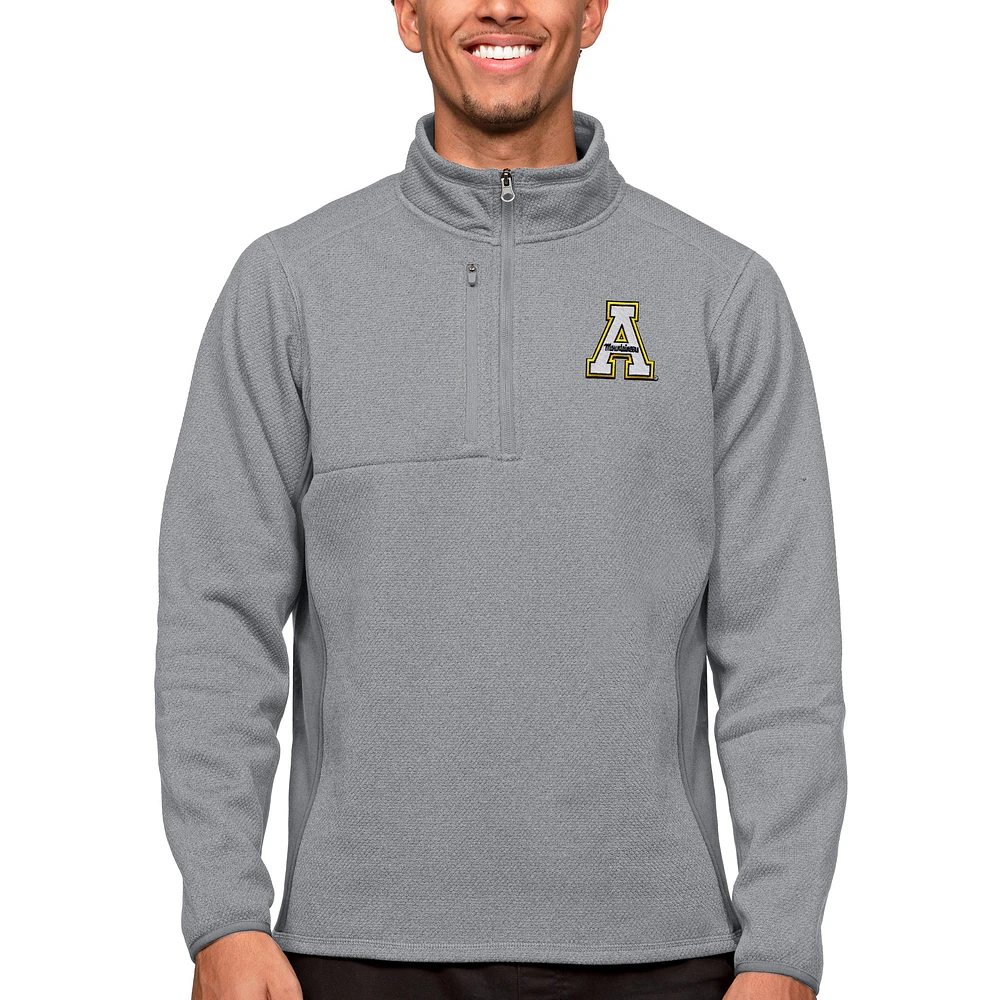 Men's Antigua Heather Appalachian State Mountaineers Course Quarter-Zip Pullover Top