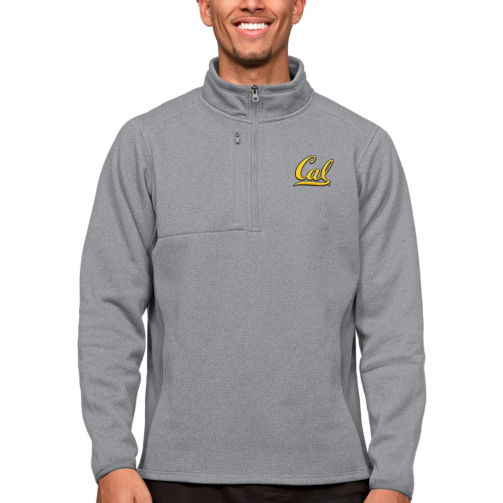Men's Antigua Heather Cal Bears Course Quarter-Zip Pullover Top