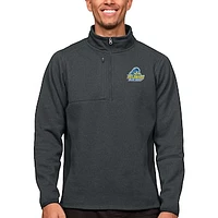 Men's Antigua Heather Charcoal Delaware Fightin' Blue Hens Course Quarter-Zip Pullover Top