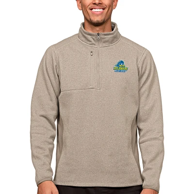 Men's Antigua Oatmeal Delaware Fightin' Blue Hens Course Quarter-Zip Pullover Top