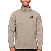 Men's Antigua Oatmeal ECU Pirates Course Quarter-Zip Pullover Top