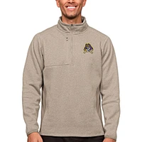 Men's Antigua Oatmeal ECU Pirates Course Quarter-Zip Pullover Top