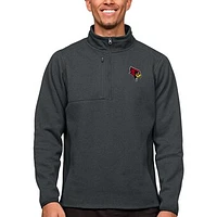Men's Antigua Heather Charcoal Illinois State Redbirds Course Quarter-Zip Pullover Top