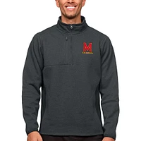 Men's Antigua Heather Charcoal Maryland Terrapins Course Quarter-Zip Pullover Top
