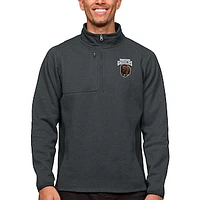 Men's Antigua Heather Charcoal Montana Grizzlies Course Quarter-Zip Pullover Top