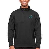 Men's Antigua Heather Black Tulane Green Wave Course Quarter-Zip Pullover Top