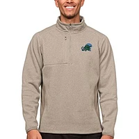 Men's Antigua Oatmeal Tulane Green Wave Course Quarter-Zip Pullover Top