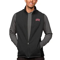 Men's Antigua Heather Black UNLV Rebels Course Full-Zip Vest