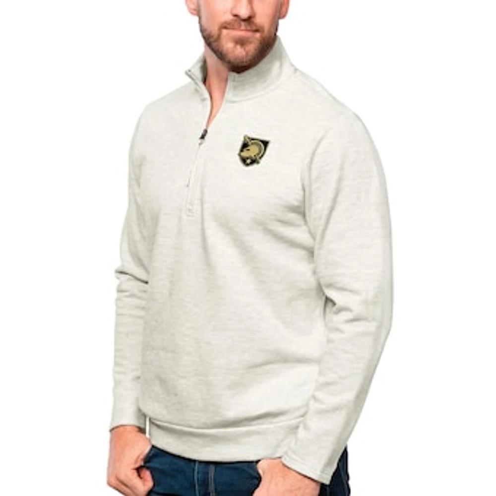 Men's Antigua Oatmeal Army Black Knights Gambit Quarter-Zip Pullover Top