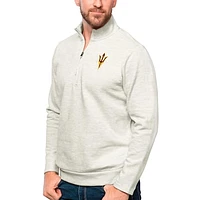 Men's Antigua Oatmeal Arizona State Sun Devils Gambit Quarter-Zip Pullover Top