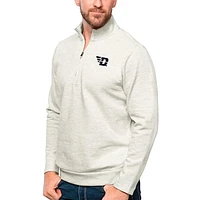 Men's Antigua Oatmeal Dayton Flyers Gambit Quarter-Zip Pullover Top