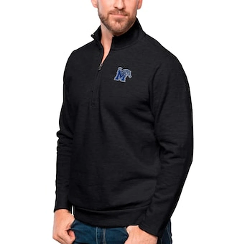 Men's Antigua Heather Memphis Tigers Gambit Quarter-Zip Pullover Top