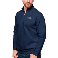 Men's Antigua Heather Navy Montana State Bobcats Gambit Quarter-Zip Pullover Top