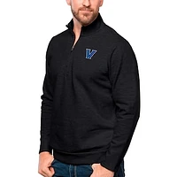 Men's Antigua Heather Black Villanova Wildcats Gambit Quarter-Zip Pullover Top