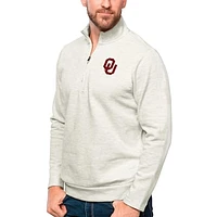 Men's Antigua Oatmeal Oklahoma Sooners Gambit Quarter-Zip Pullover Top