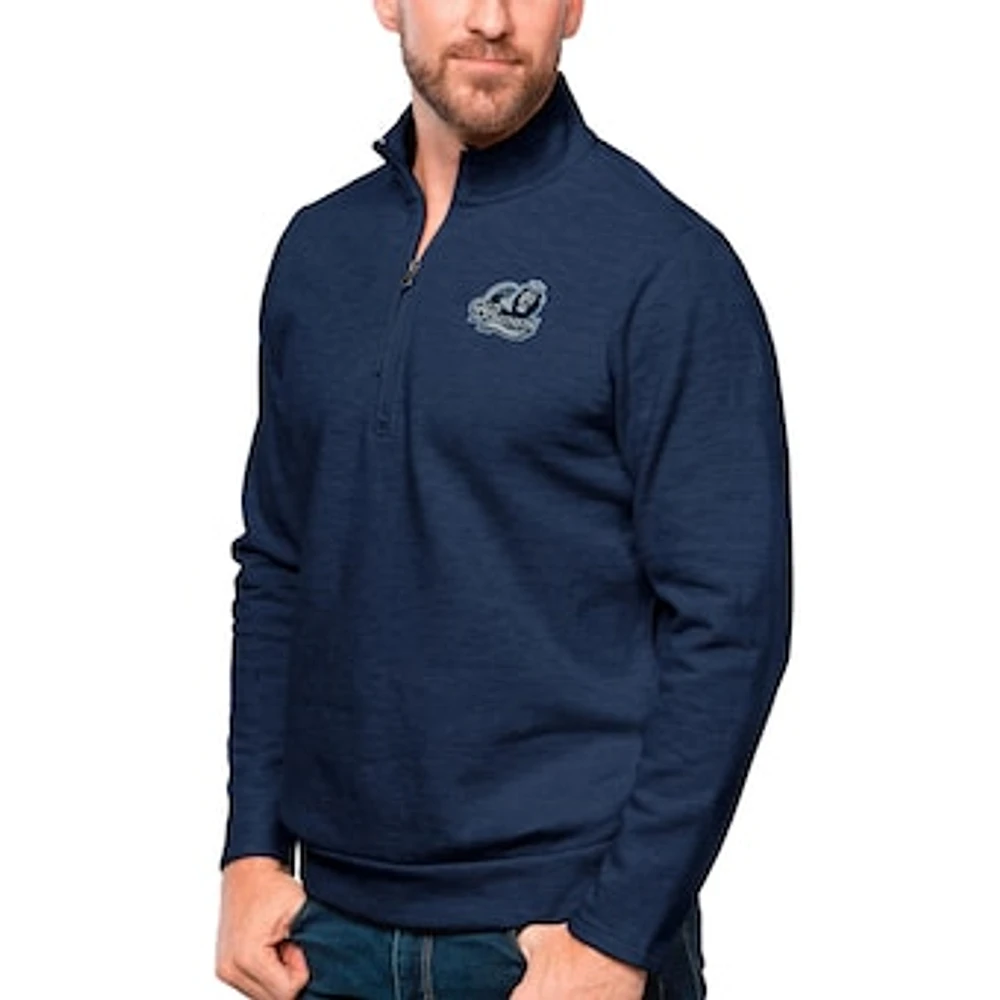 Men's Antigua Heather Navy Old Dominion Monarchs Gambit Quarter-Zip Pullover Top