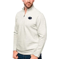 Men's Antigua Oatmeal Penn State Nittany Lions Gambit Quarter-Zip Pullover Top