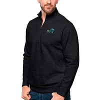 Men's Antigua Heather Black Tulane Green Wave Gambit Quarter-Zip Pullover Top