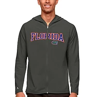 Men's Antigua Charcoal Florida Gators Wordmark Legacy Full-Zip Hoodie