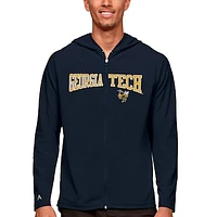 Men's Antigua Navy Georgia Tech Yellow Jackets Wordmark Legacy Full-Zip Hoodie