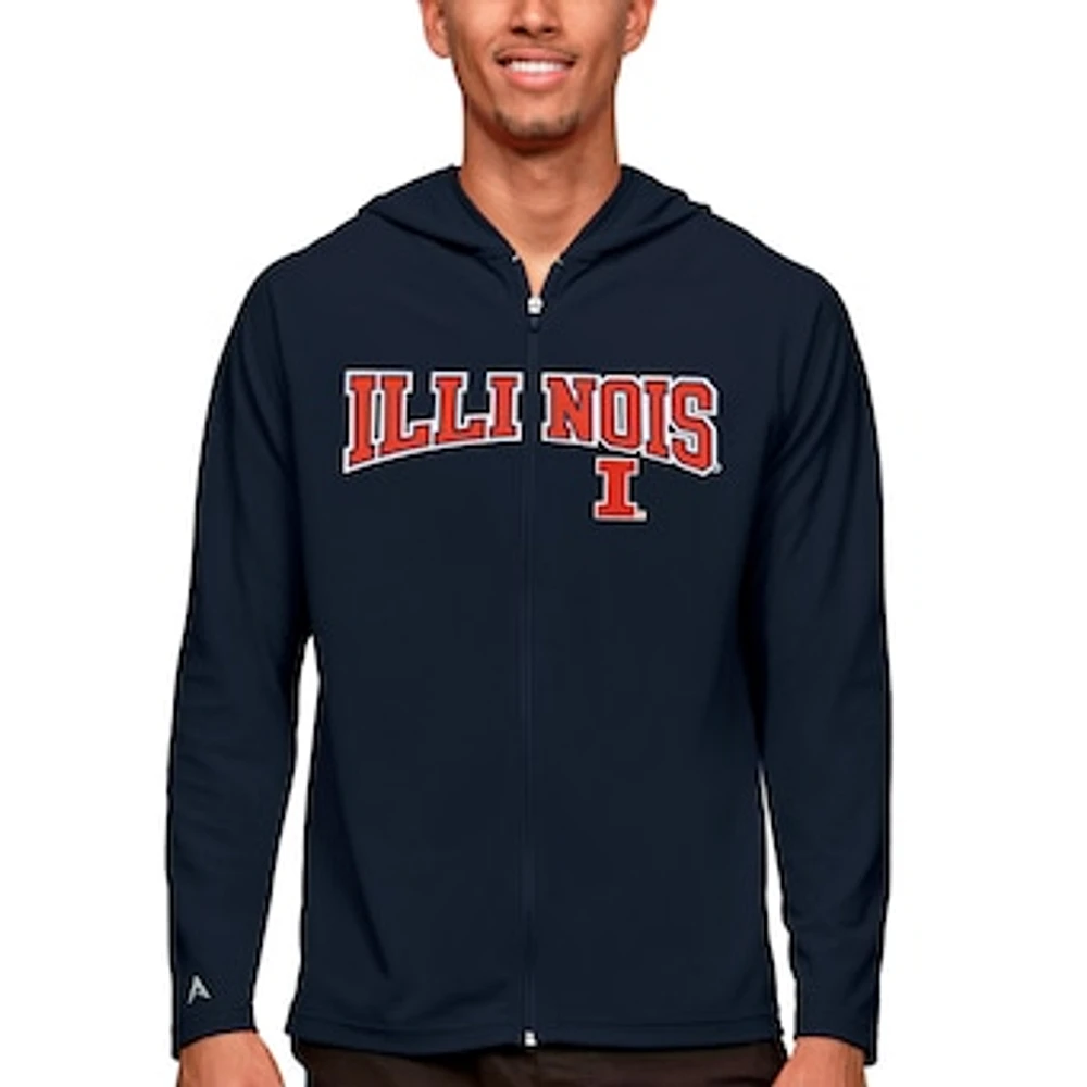 Men's Antigua Navy Illinois Fighting Illini Wordmark Legacy Full-Zip Hoodie