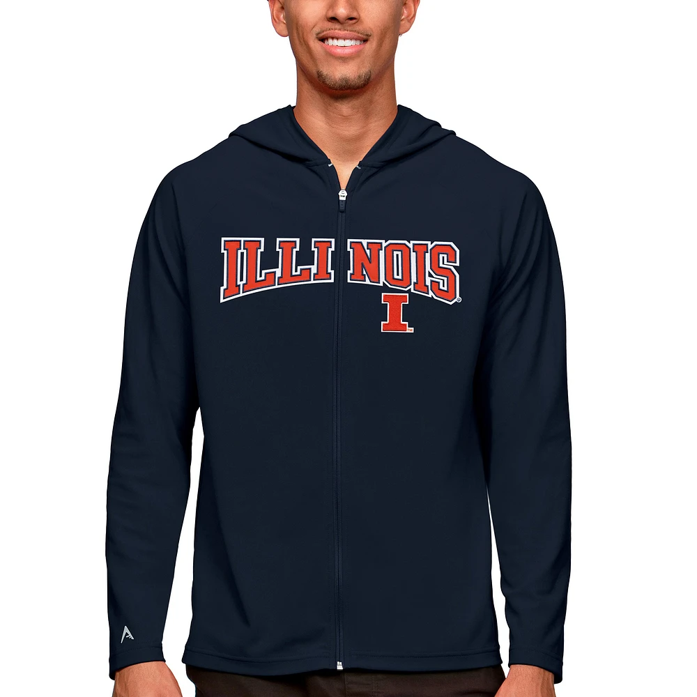 Men's Antigua Navy Illinois Fighting Illini Wordmark Legacy Full-Zip Hoodie