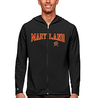 Men's Antigua Black Maryland Terrapins Wordmark Legacy Full-Zip Hoodie