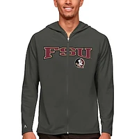 Men's Antigua Charcoal Florida State Seminoles Wordmark Legacy Full-Zip Hoodie