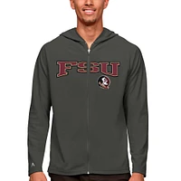 Men's Antigua Charcoal Florida State Seminoles Wordmark Legacy Full-Zip Hoodie