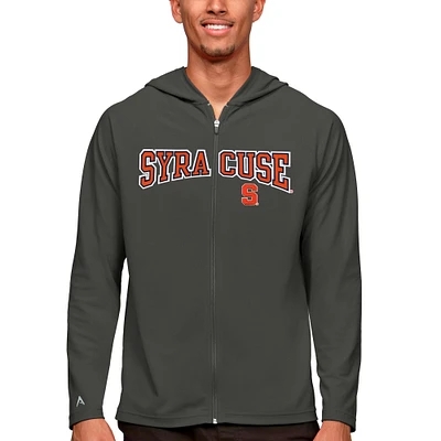 Men's Antigua Charcoal Syracuse Orange Wordmark Legacy Full-Zip Hoodie