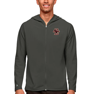 Men's Antigua Charcoal Boston College Eagles Legacy Full-Zip Hoodie