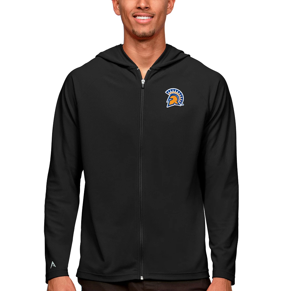 Men's Antigua Black San Jose State Spartans Legacy Full-Zip Hoodie