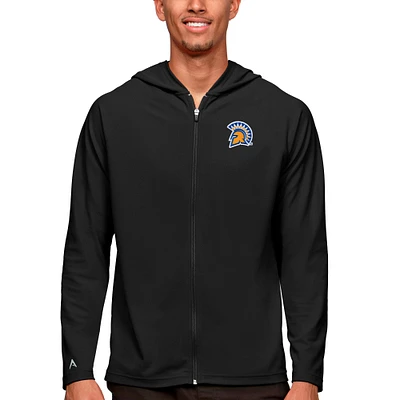 Men's Antigua Black San Jose State Spartans Legacy Full-Zip Hoodie